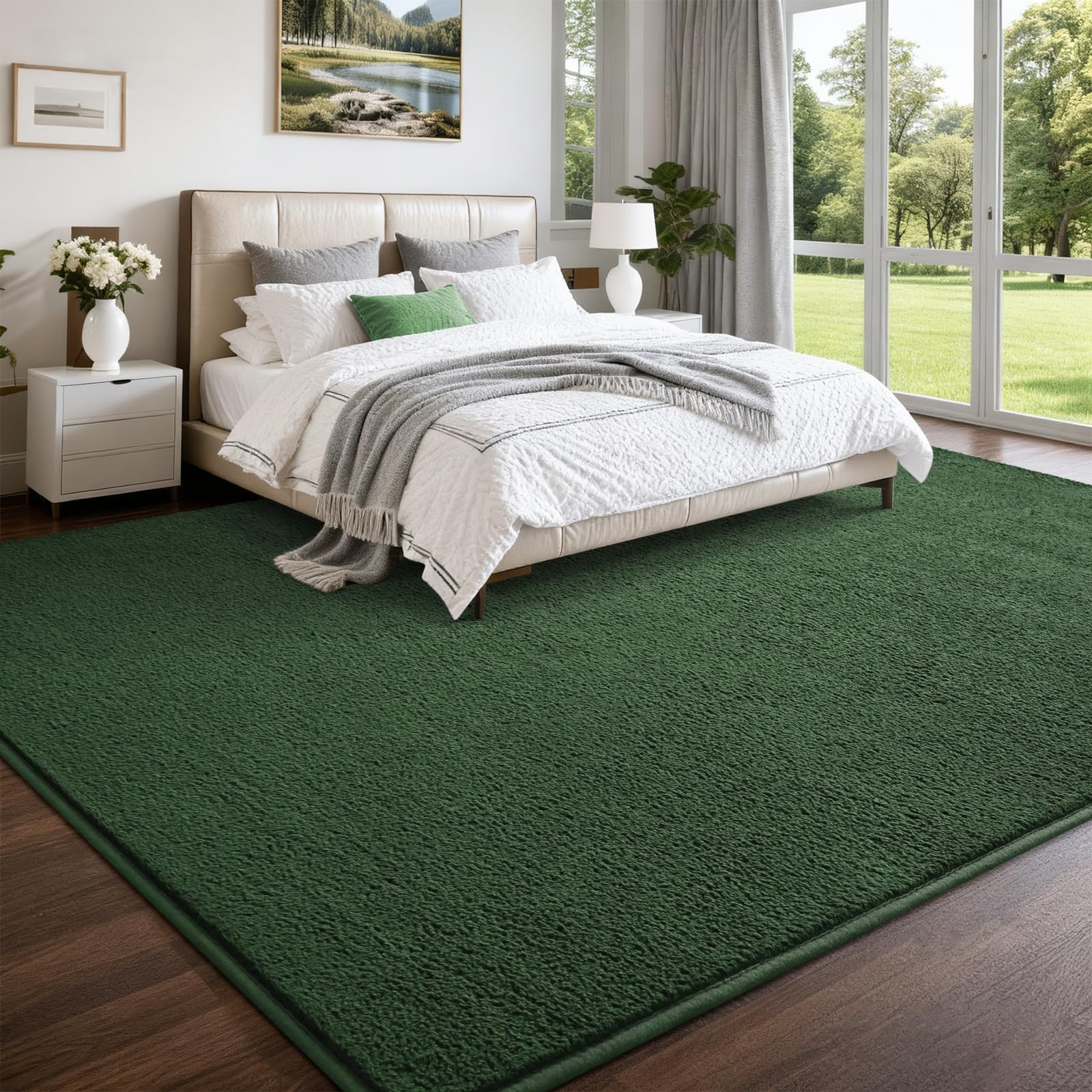 Nuttumico Large Modern Area Rugs for 4′ X 6′ (Rectangular), Deep Green