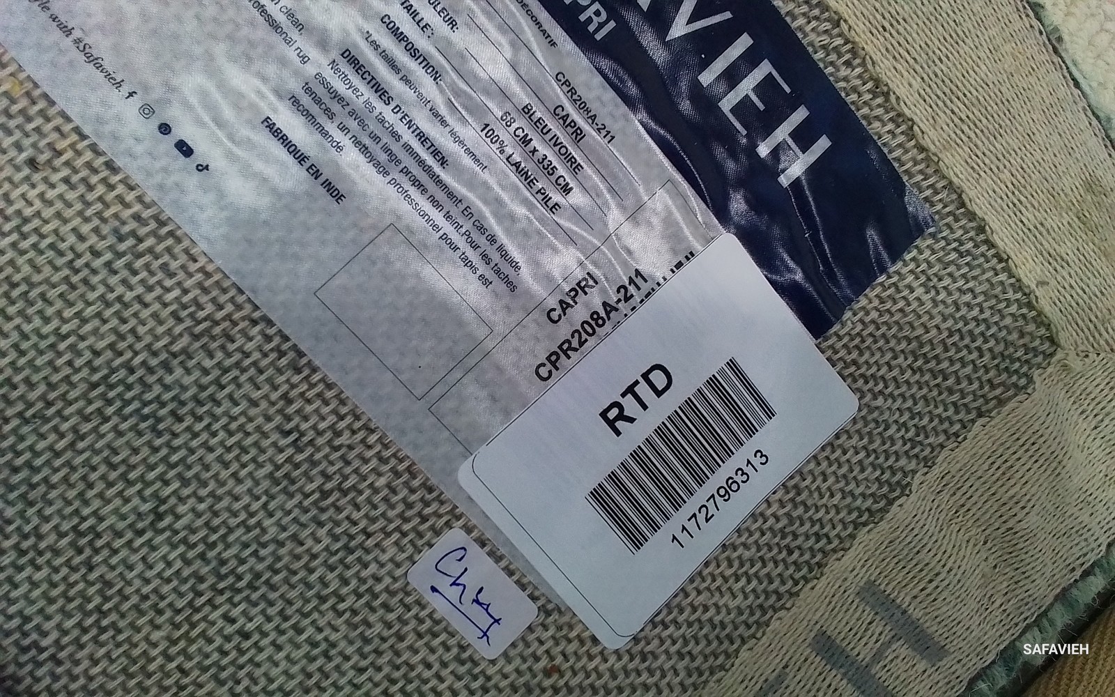 IVORY / BLUE 2′-3″ x 11′-0″ Cut on Rug, Reduced Price 1172796313 CPR208A-211