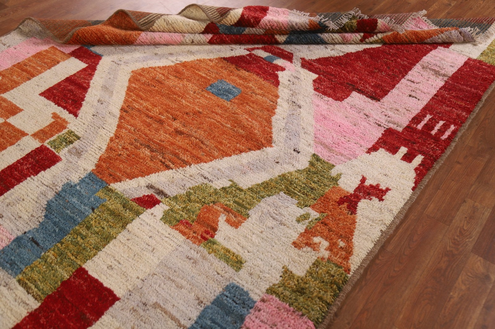 Abstract Moroccan Room Size Rug 6×9 Berber Wool Hand-made All-Over Oriental Rug