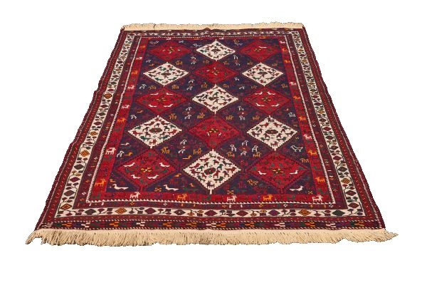 One of a Kind Geometric Medallion Turkish 4′ 11″ x 6′ 11″ Red Hand Woven Wool Ar