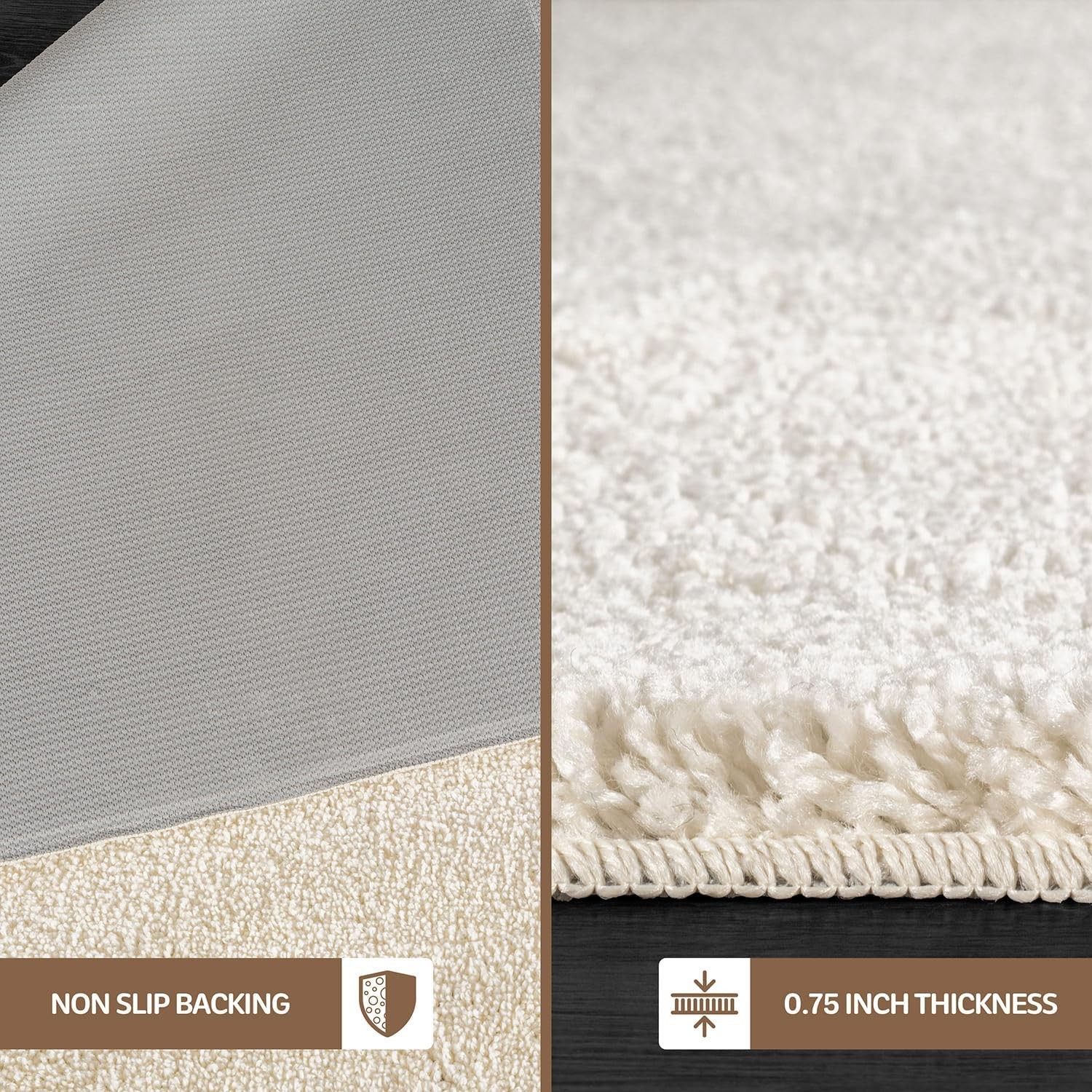 Area Rug 20 in x 30 in Door Mat, 20 in x 48 in Runner 2 Pieces Set Bone Washable