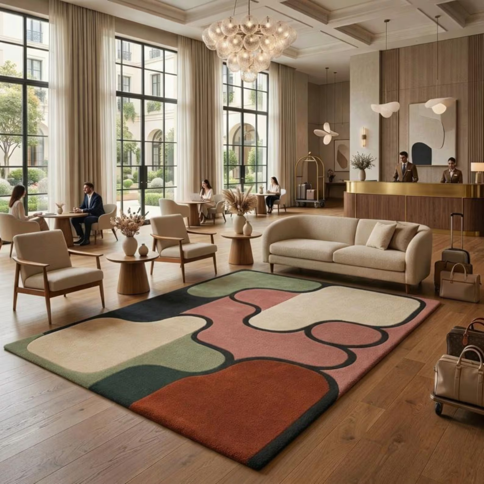 Hand-Tufted Wool Rug – Abstract Organic Design, High Pile Design Carpet Rug
