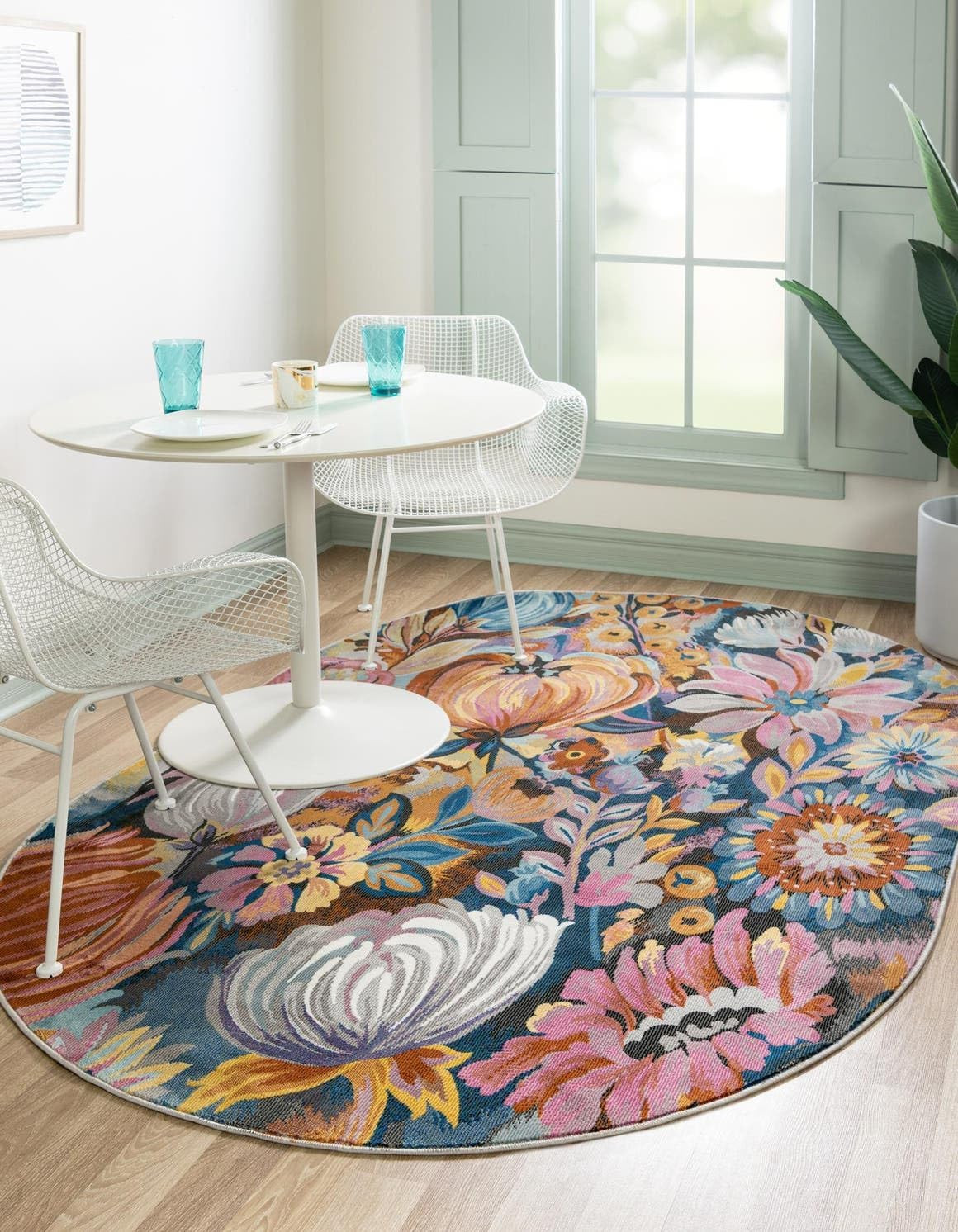 Blossom Collection Negril Oval Area Rug – 4’1″ x 6’1″ Multi/Black