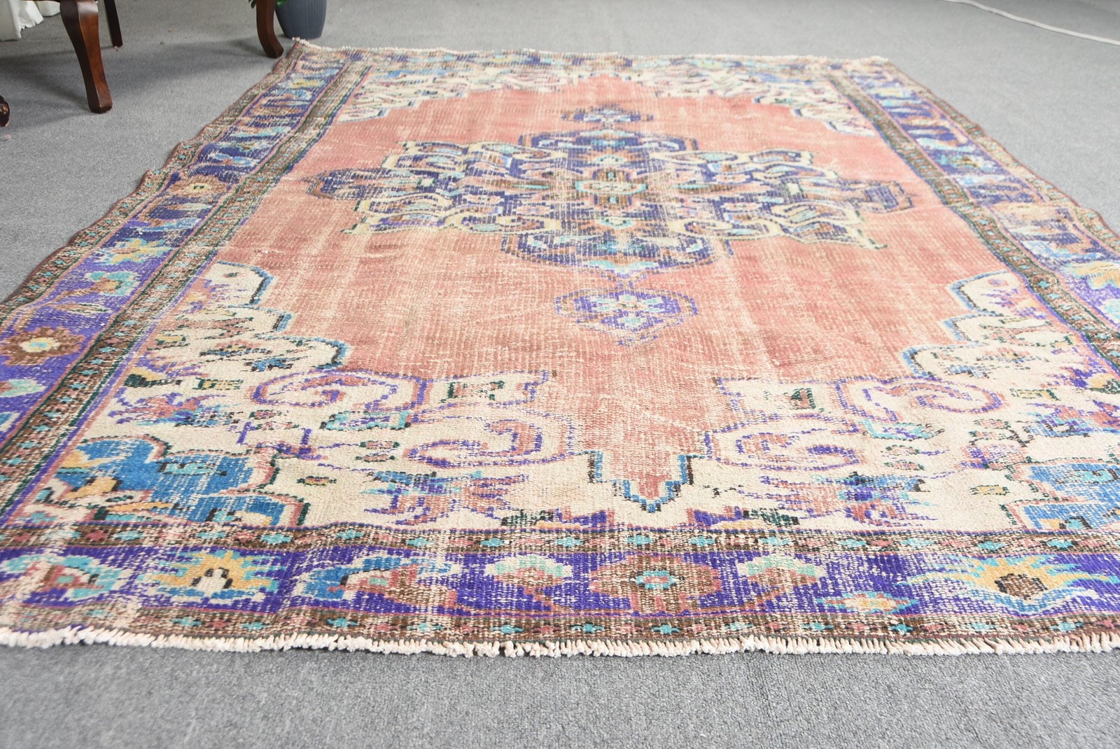 5,9×8,4 ft Turkish Rug, Vintage Rug, Red Patchwork Wool Rug