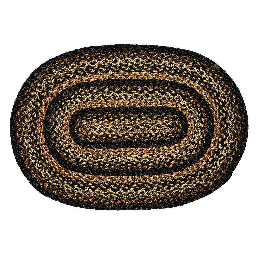 Black Forest Braided Area Rug By IHF Rugs. 8′ x 10′ Oval Rug. Black Brown Beige
