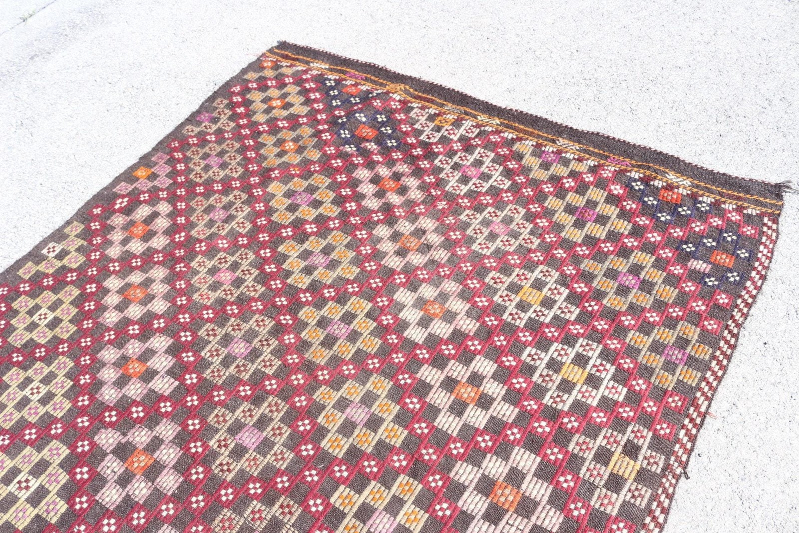 5,5×9,4 ft Vintage Rug, Turkish Large Rug, Red Brown Floral Wool Rug