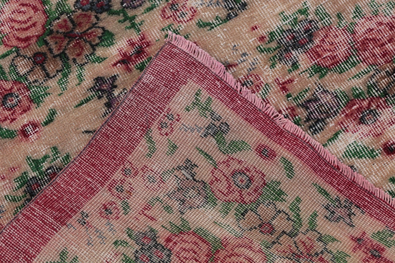 4,1×7,3 ft Turkish Rug, Vintage Area Rug, Red Pink Oriental Wool Rug