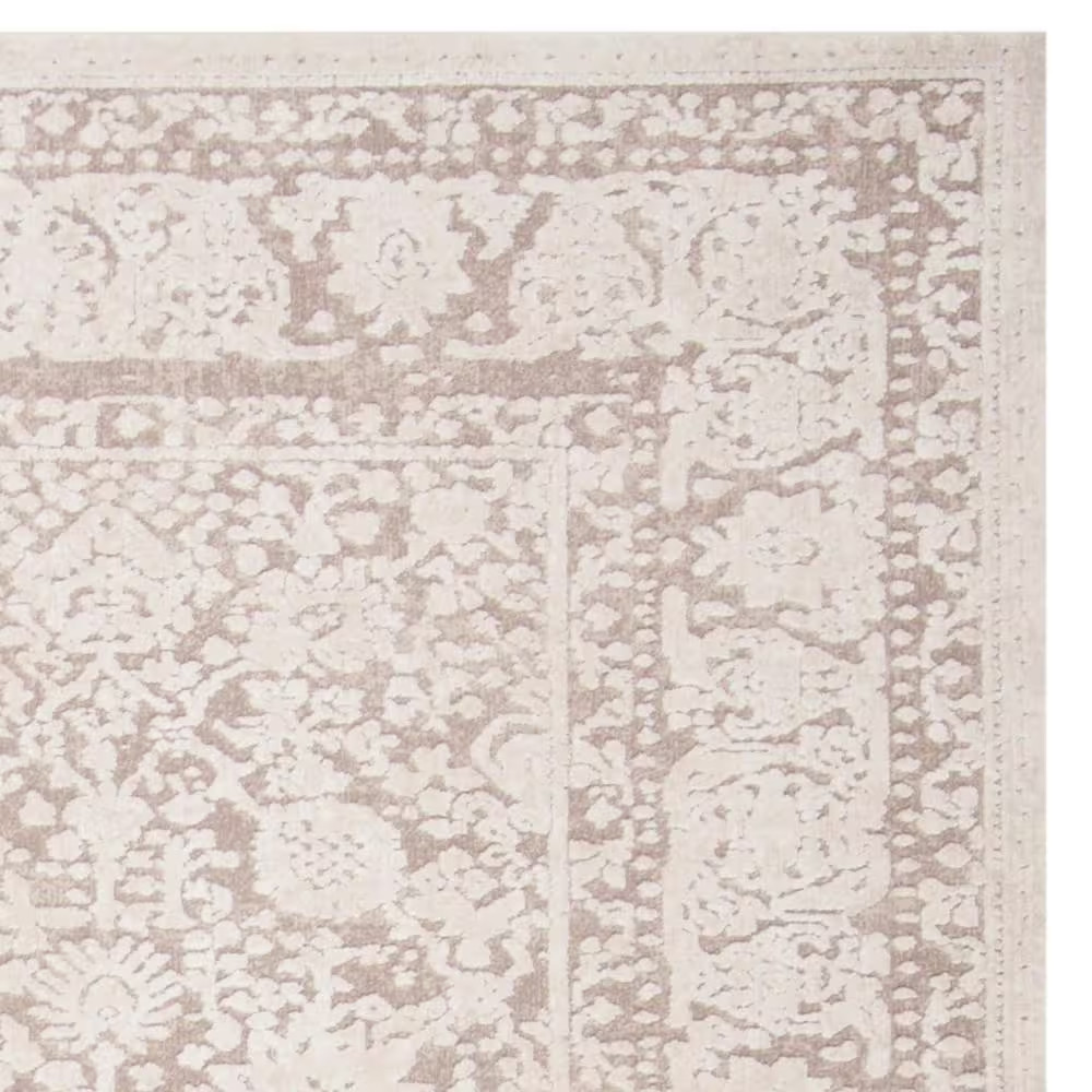 Reflection Beige/Cream 9 Ft. X 12 Ft. Border Distressed Area Rug