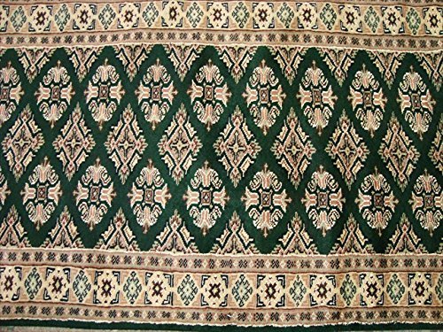 Runner Rug Jaldar Green Ivory Touch Wool Hand Knotted Soft Carpet (9.9 X 2.5)’