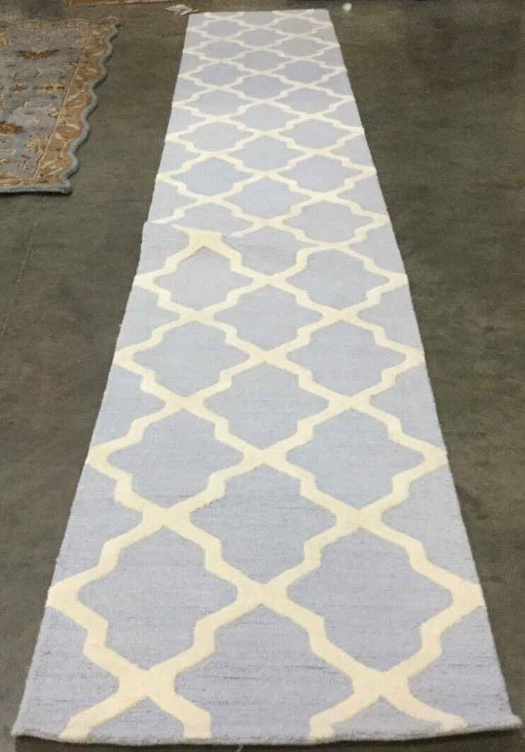 LT BLUE / IVORY 2′-6″ X 16′ Back Stain Rug, Reduced Price 1172661025 CAM121A-216