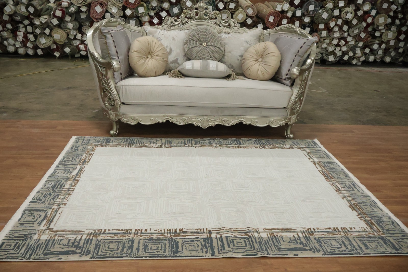 Modern Area Rug 5×8 Ft Contemporary Abstract Turkish Carpet Beige Oriental Rug