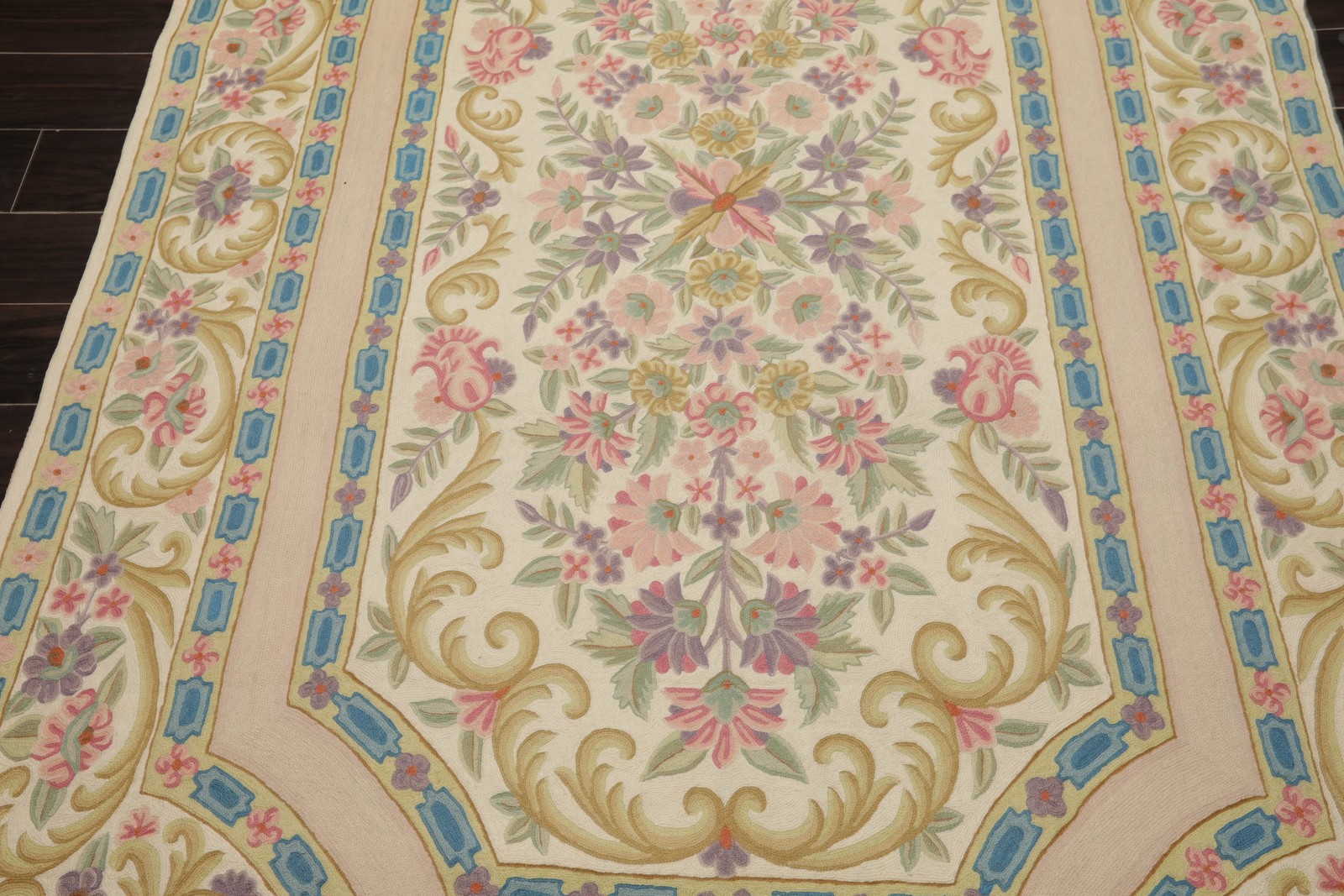 5×8 Hand Woven Wool Ivory Chainstitch Traditional Rug