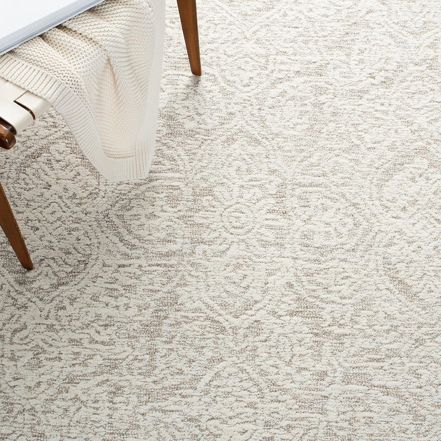 Area Rug 5X8 – Metro Collection – Natural & Ivory, Handmade Wool, Ideal for Livi
