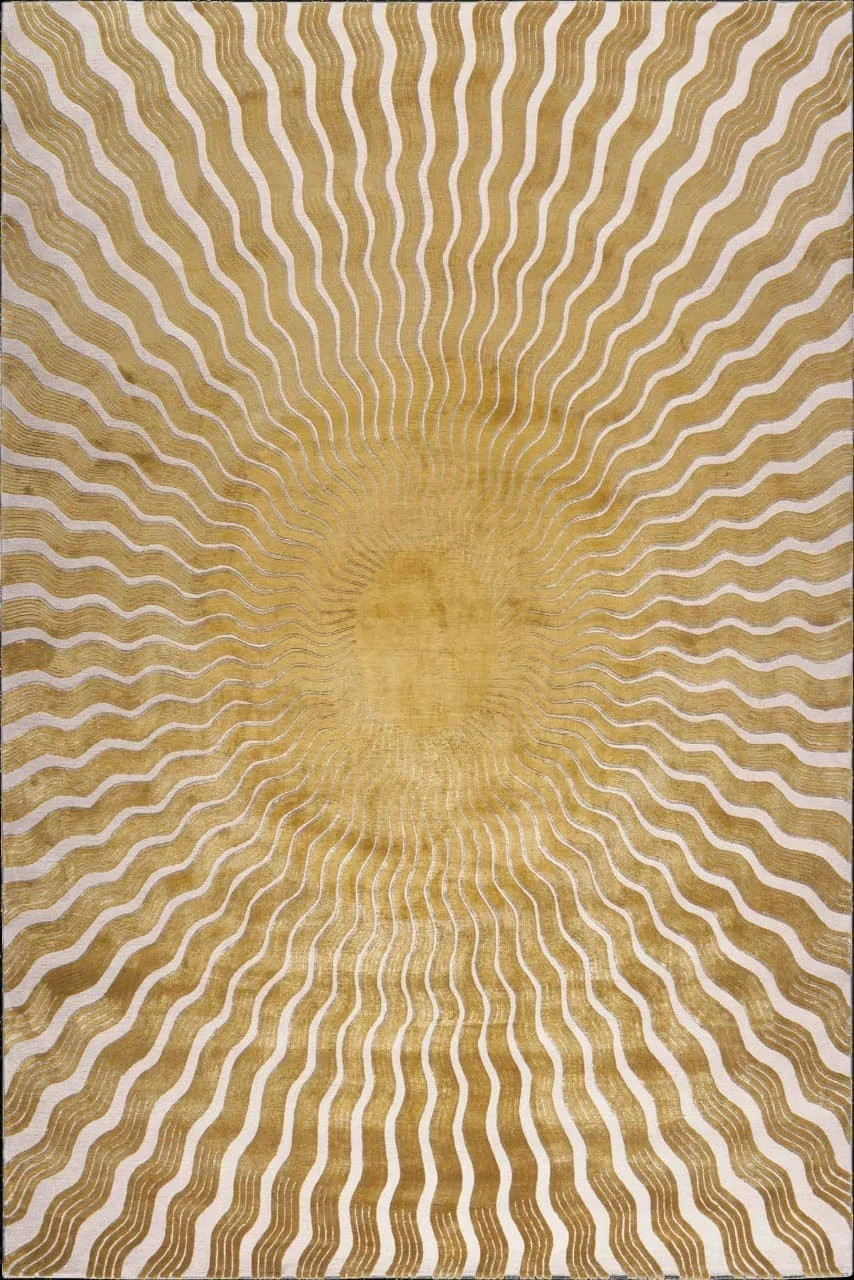 Sunray Gold Design Hand Tufted Wool Area Rug 9×12 8×10 ft any Size Available