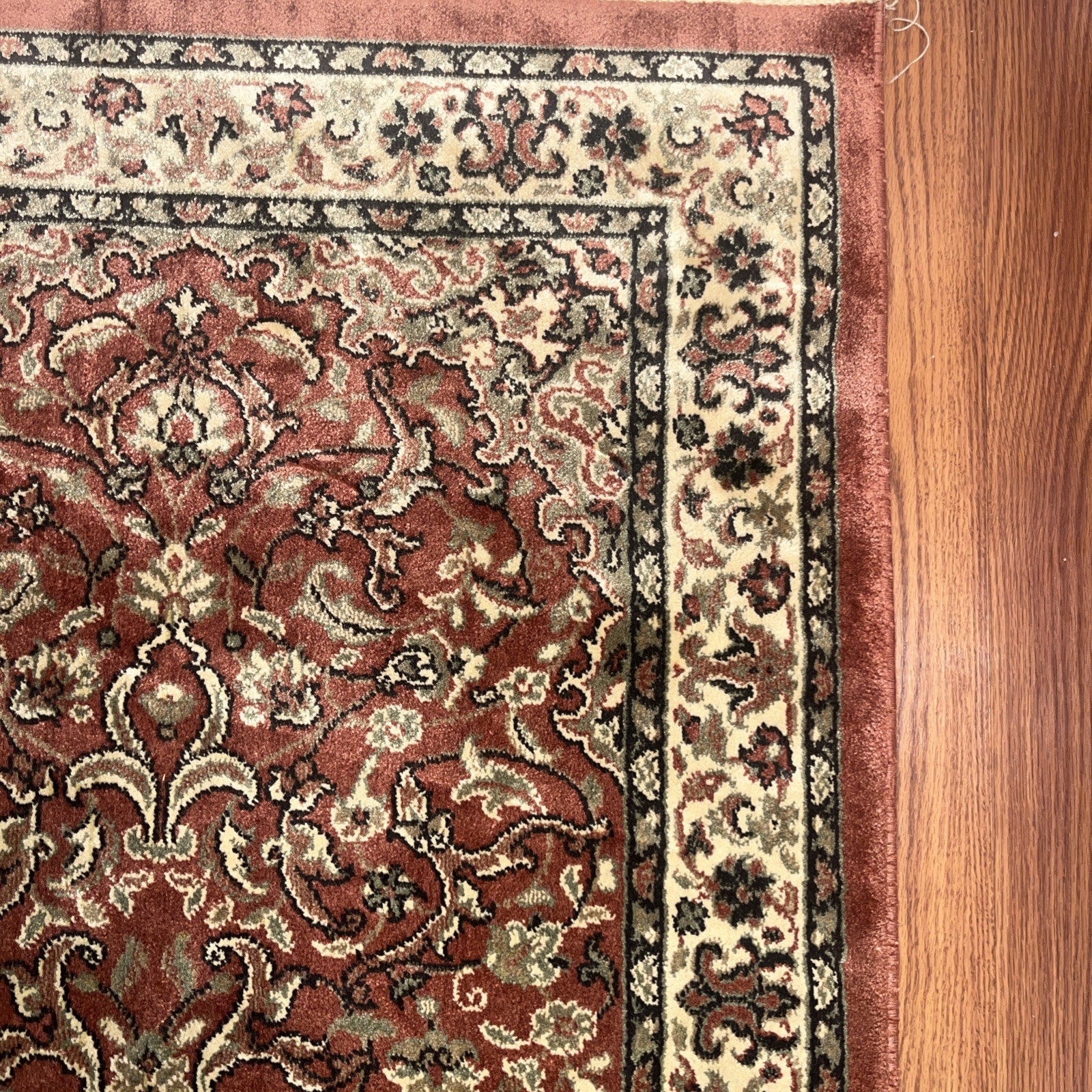 Vintage Belgium Small Area Rug, 26″ x 45” Red, Traditional Design, 100% Viscose
