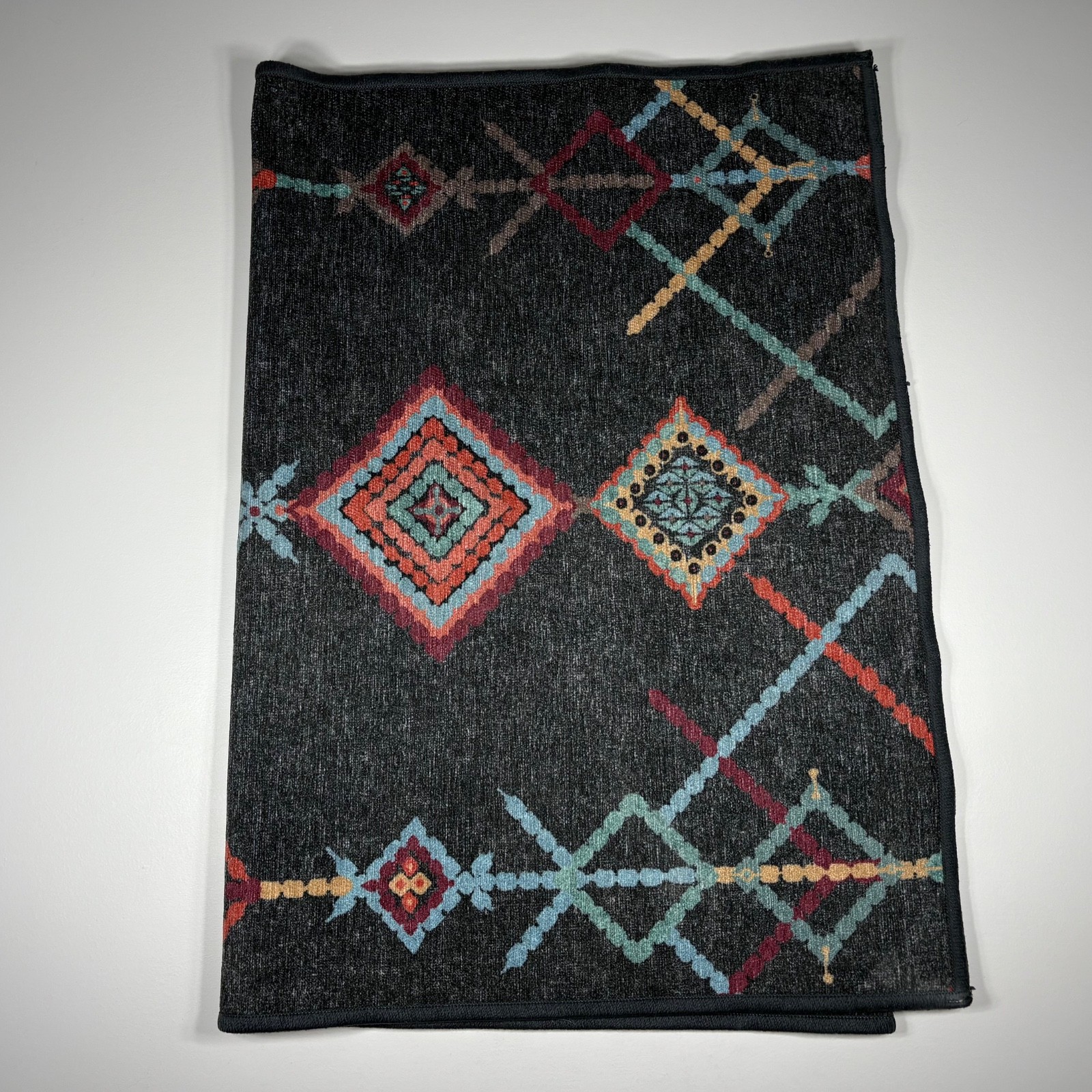 Ruggable Runner Rug 2.5×7 Black Teal Boho Southwestern Washable Tribal Decor