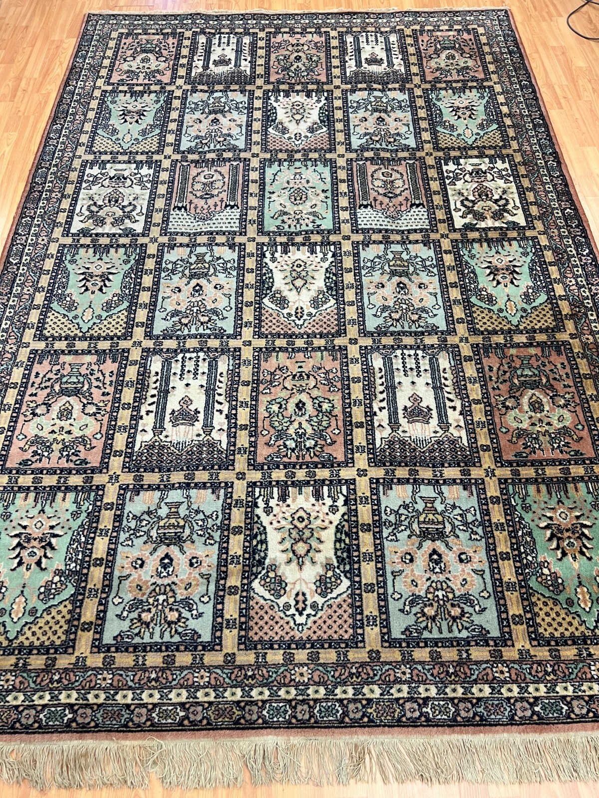 6’6″ x 9’10” Karastan Kirman Panel Design Oriental Rug – Full Pile – Made in USA