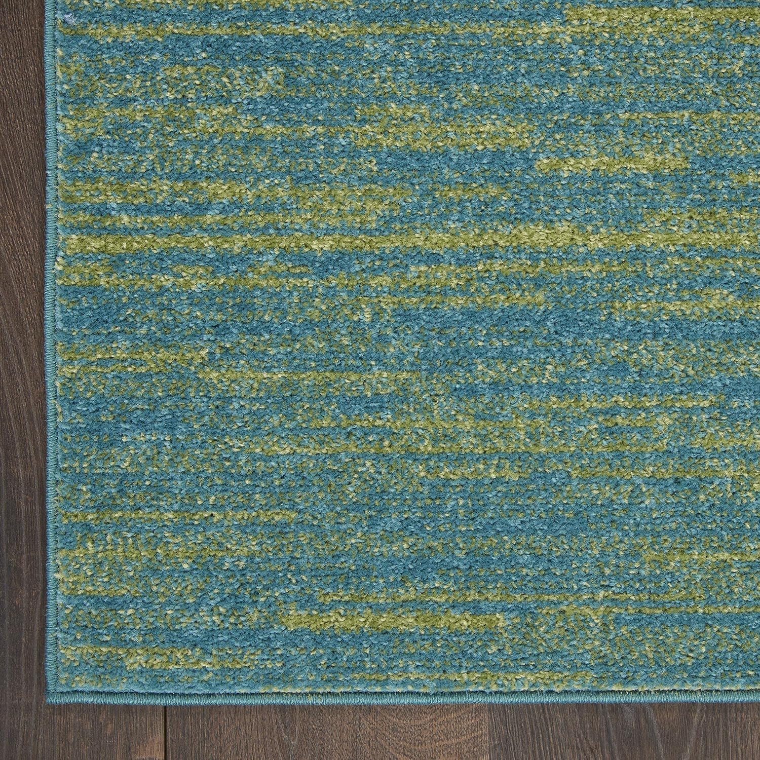 Home Essentials Blue Green 10′ X 14′ Area Rug – Easy Clean, Non Shedding, Bed R