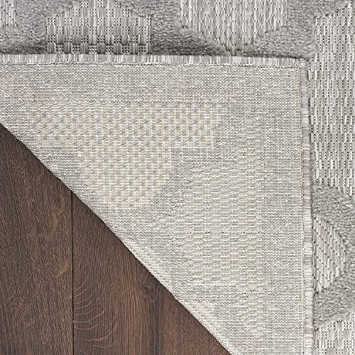 Silver Grey 5×7 Rectangular Rug Indoor Outdoor Easy Care Durable Low Shed
