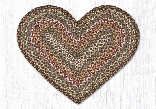 Fir N Ivory Heart Rug 20″ x 30″, Earth Rugs, Country Farmhouse, Green