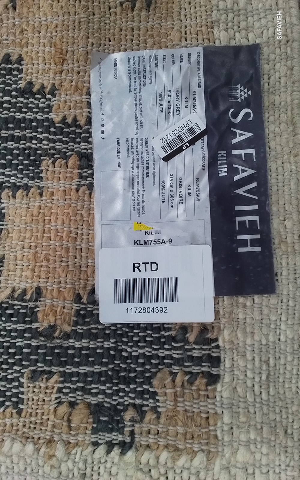 IVORY / GREY 9′-0″ x 12′-0″ Flaw in Rug, Reduced Price 1172804392 KLM755A-9
