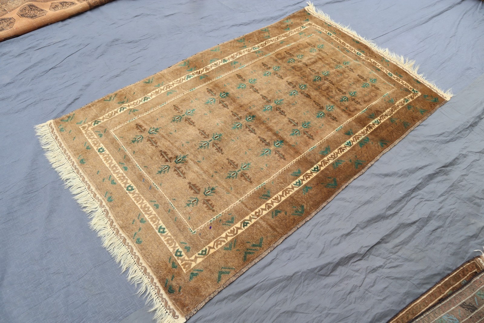 Terracotta Rug 3’8×6’3 ft Afghan Handmade Neutral Rug- Gray Caucasian Rustic Rug