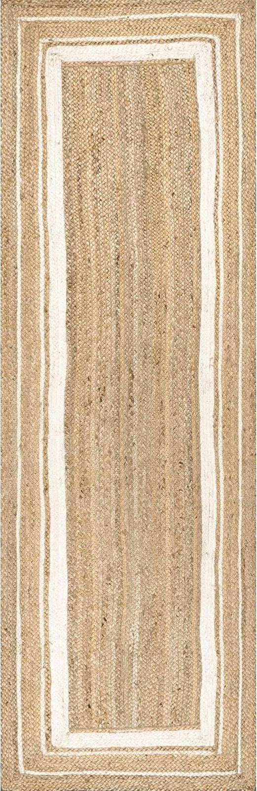 Rikki Coastal Off-White Braided Jute Runner Rug, 2’6″ x 10