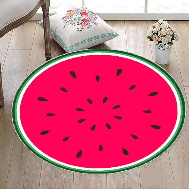 Watermelon Rug, Bright Summer Decor, Kids Play Mat, Fun Fruit Room Carpet