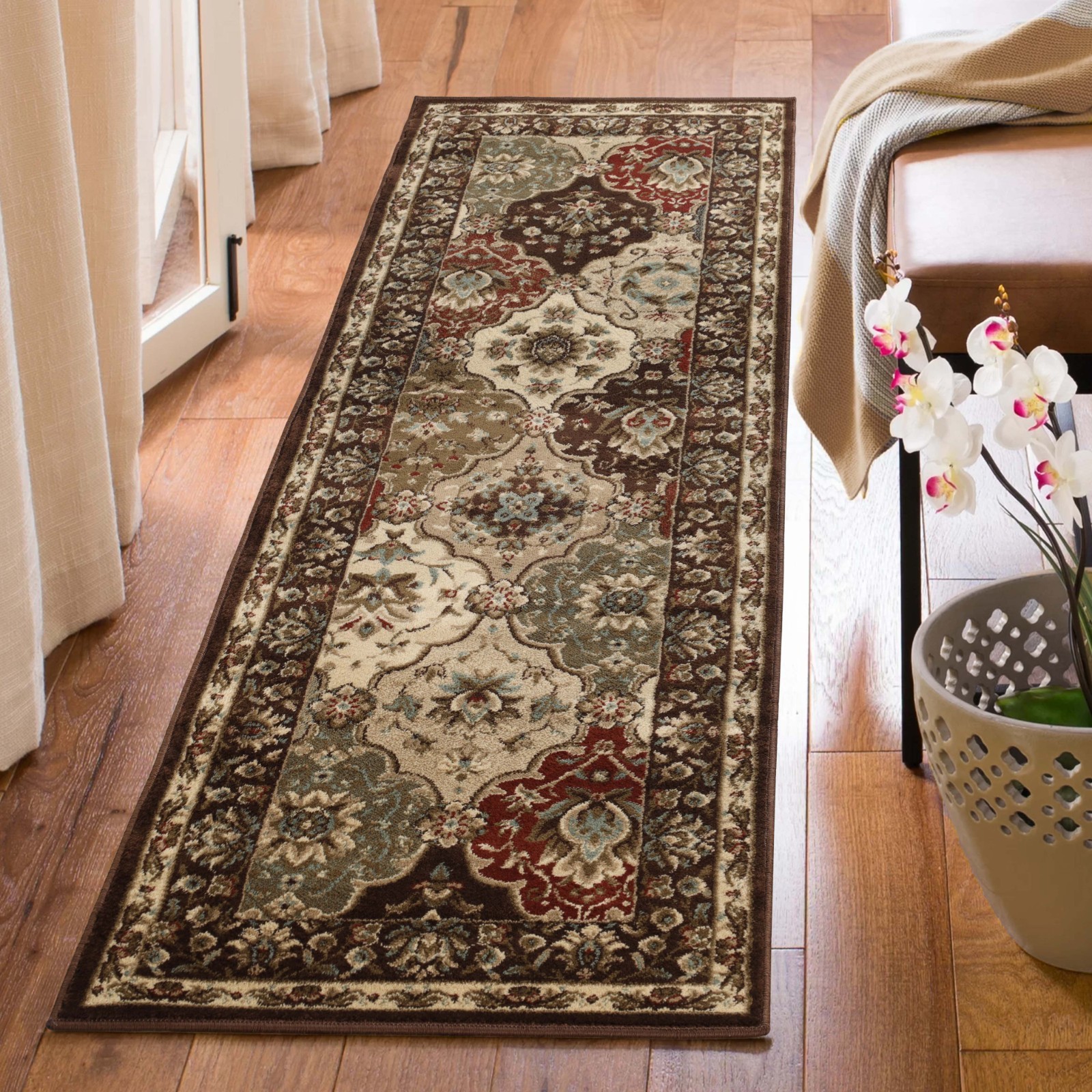 Palmyra Traditional Ornamental Carpet Stain Resistant Indoor Area Rug or Runner