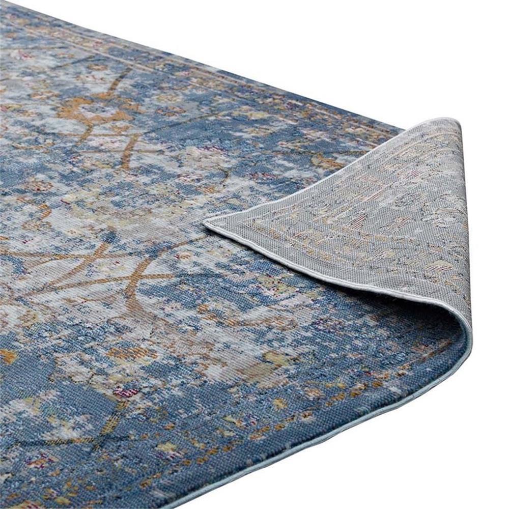 Modway Minu 8′ x 10′ Floral Lattice Area Rug in Blue and Gray