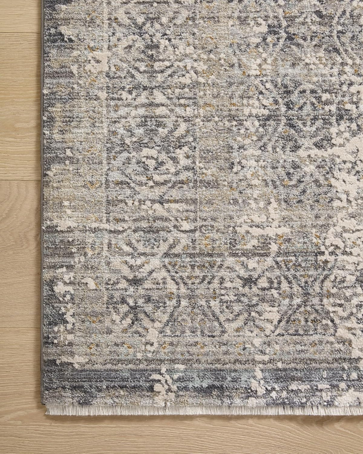 Loloi Alie Collection Round Area Rug 7’10” Sky/Stone, 0.13″ Pile Height