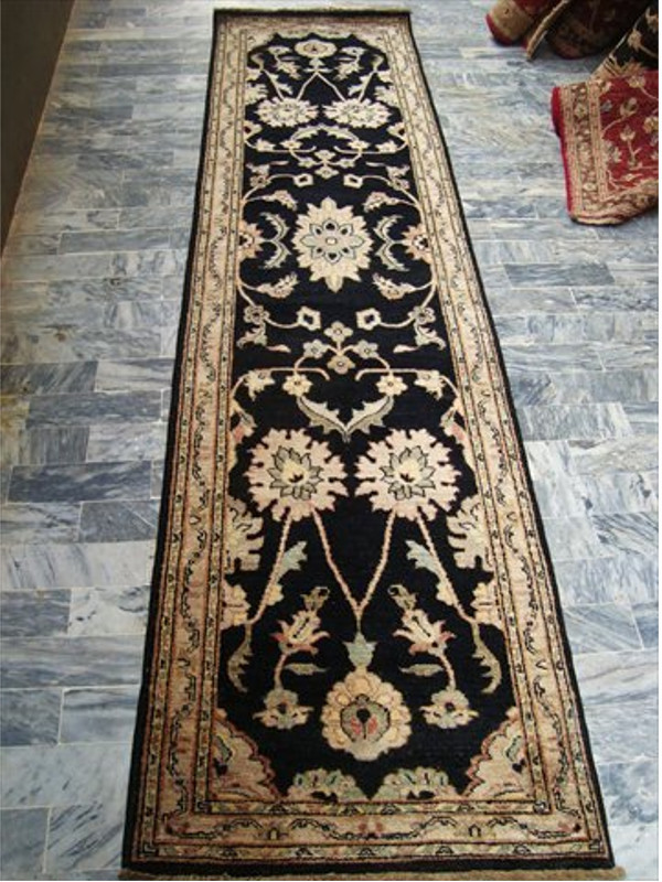 Chobi Zeiglar Vegetable Dyed Ghazni Wool Hand Knotted Runner Rug (10.3 x 2.7)’