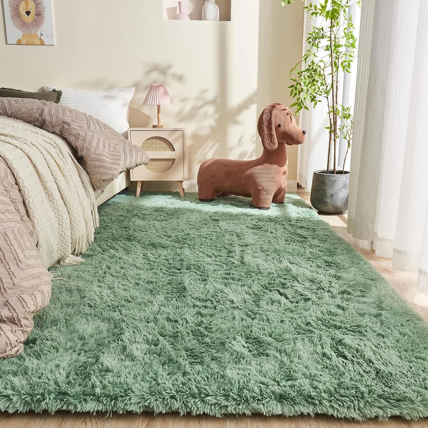 OPPODREAM 4×6 Sage Green Rugs for Bedroom, Ultra-Soft Fluffy Area Rugs for Livin