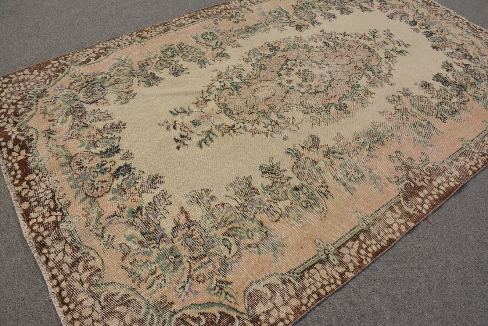 5,7×6 ft Vintage Rug, Turkish Rug, Brown Handmade Wool Rug