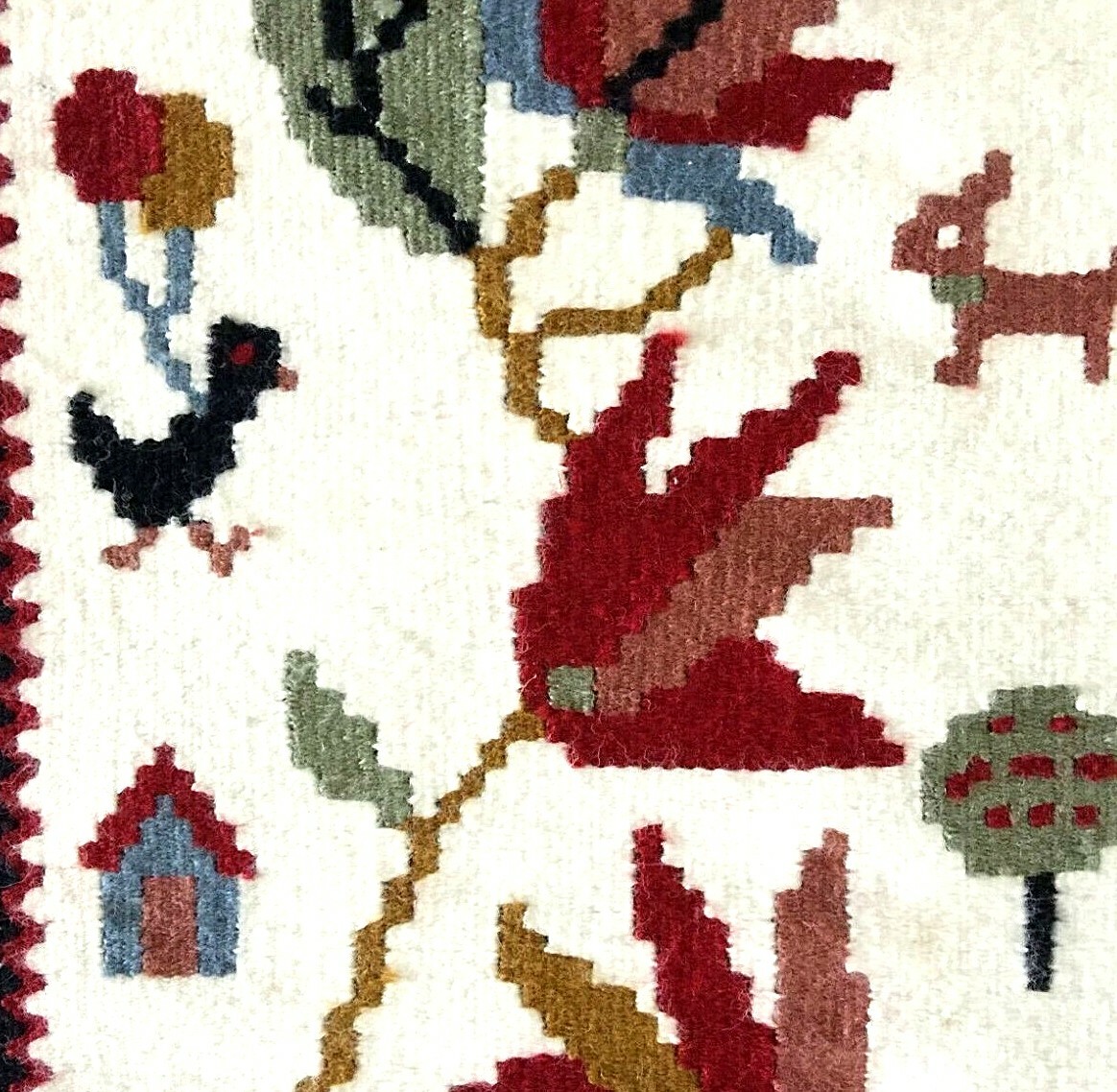 Table Runner Kilim; Hand Woven Wool/Cotton Decorative Reversible Wall Art Kilim