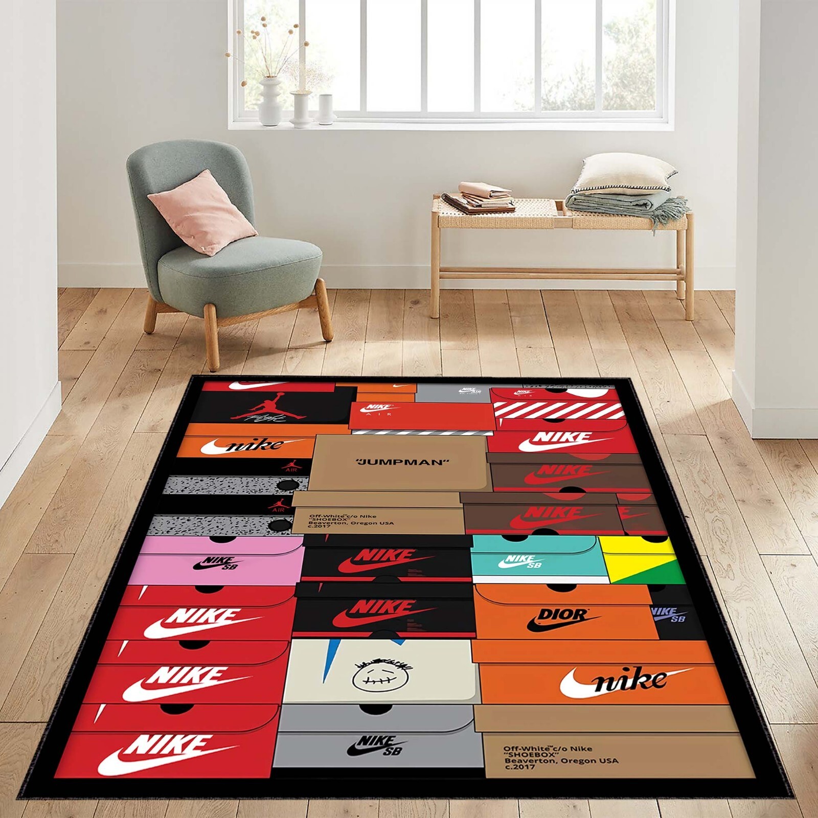 Sneaker Box Rug, Shoe Box Themed Hypebeast Sneaker, Shoes Box Carpet, Sneakers