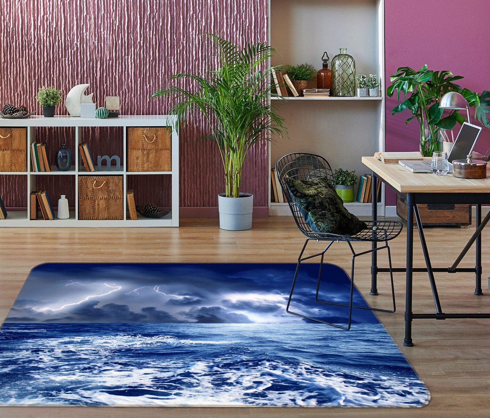 3D Lightning Blue Ocean ZHUA785 Game Non Slip Rug Mat Photo Carpet Amy