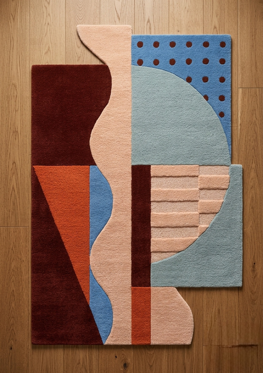Modern Irregular Wool Rug Hand Tufted Abstract Area Carpet Living Room 5×8