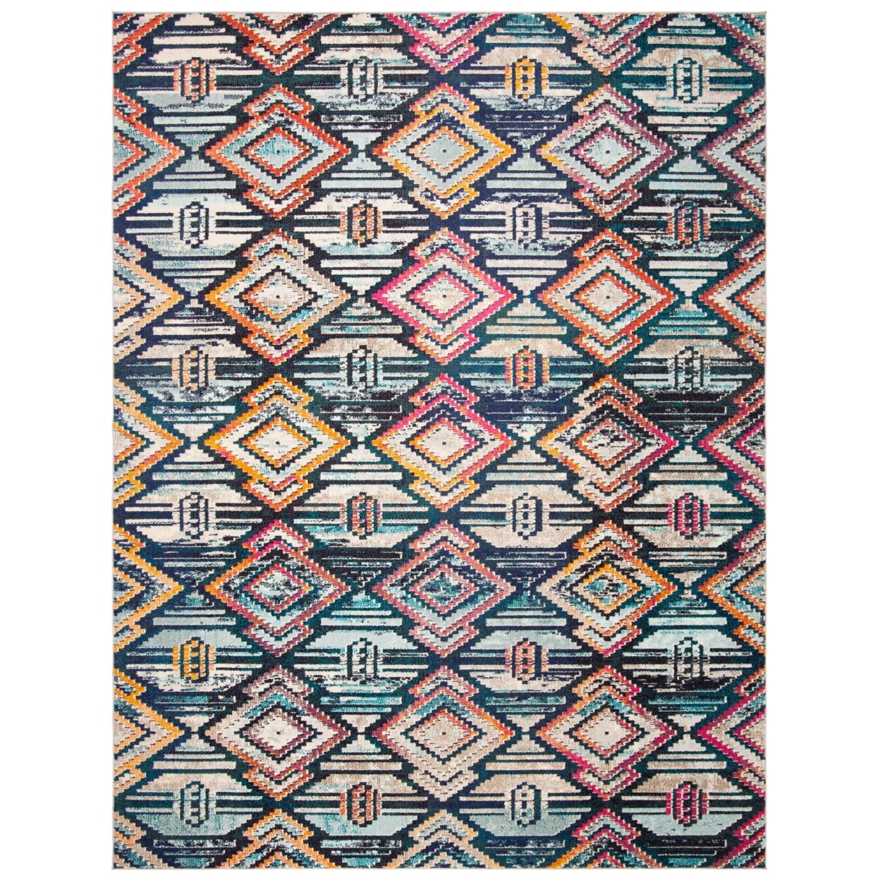 SAFAVIEH Madison Collection MAD455Z Black / Orange Rug