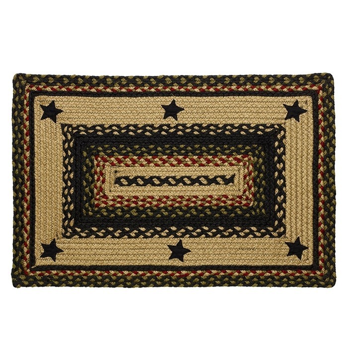 Country Black Star Braided jute Rug 20 in x 30 in