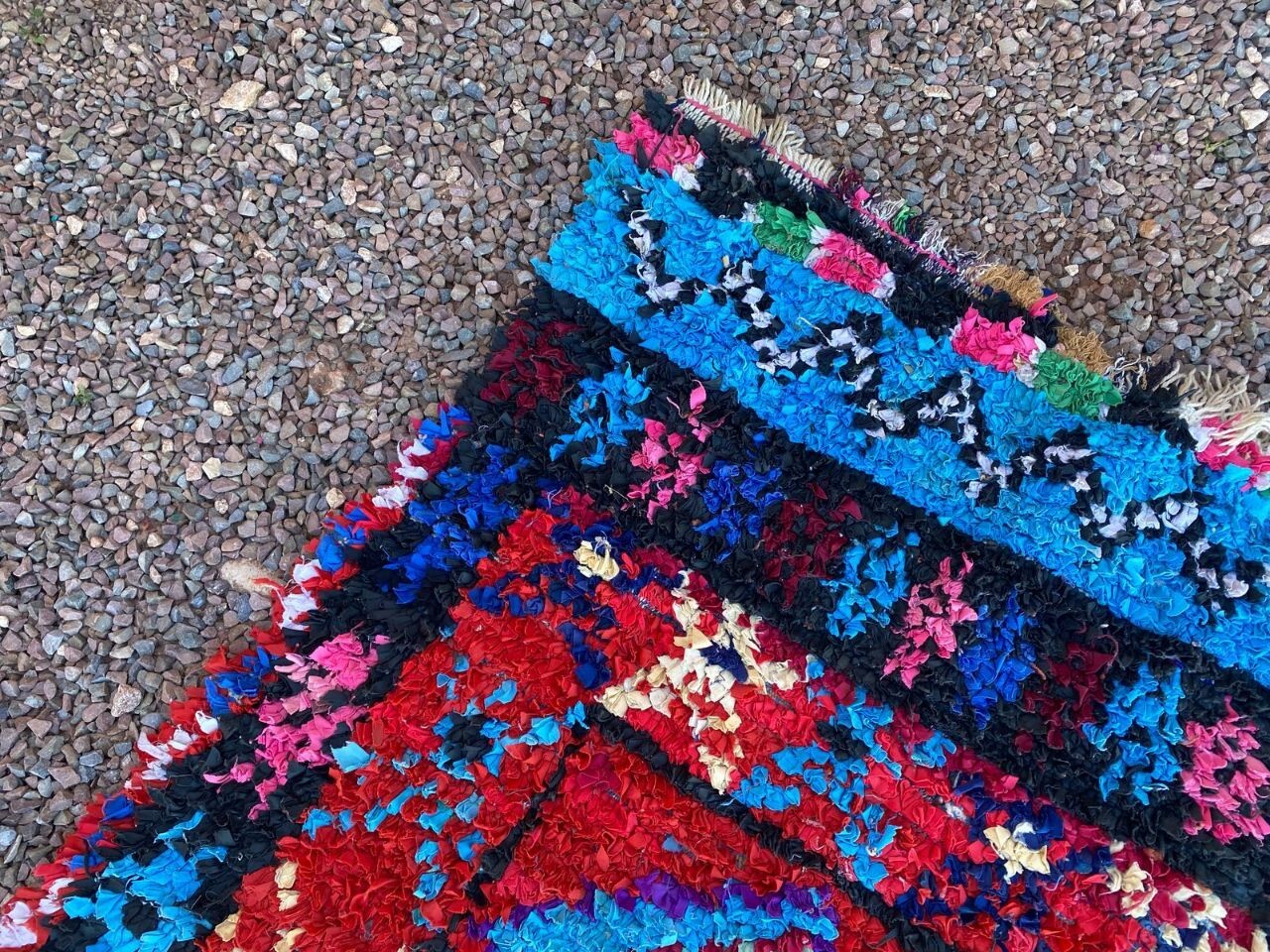 3’4×8’6 ft Moroccan Boucherouite Handmade Rug Berber Geometric Area Vintage Rug