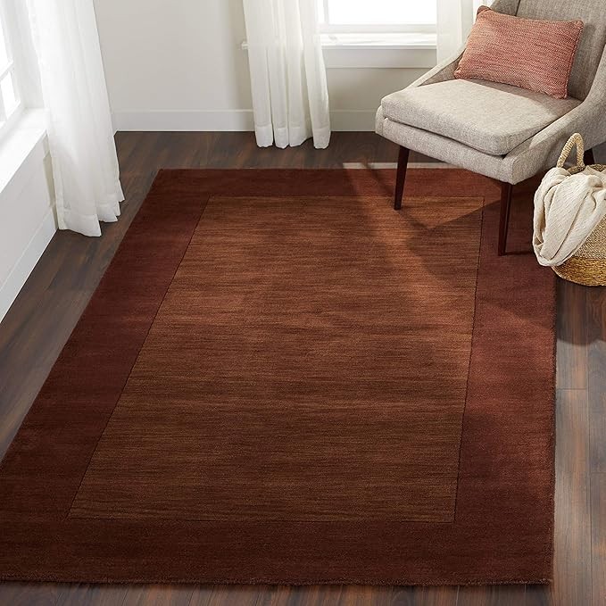 Handmade Harper Solid Border Modern Hand-Tufted 100% Wool Soft Area Rug Carpet