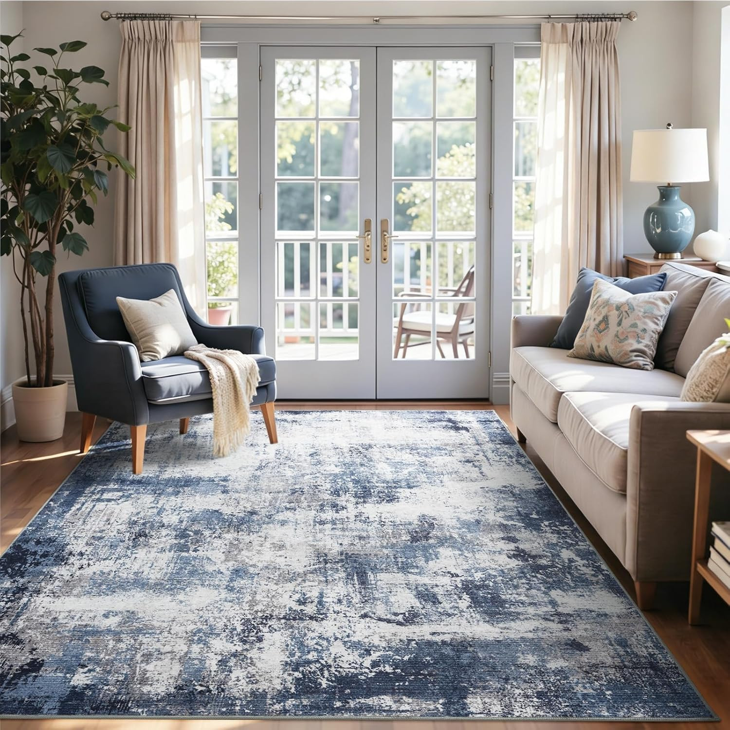 Soft Non-Slip 4×6 Ft Abstract Area Rug for Living Room & Bedroom Decor