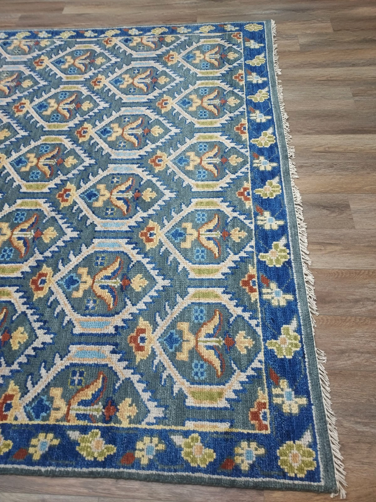 TURKISH OUSHAK RUG. GEOMETRIC MULTICOLORED HANDMADE BOHEMIAN 8×10 RUG