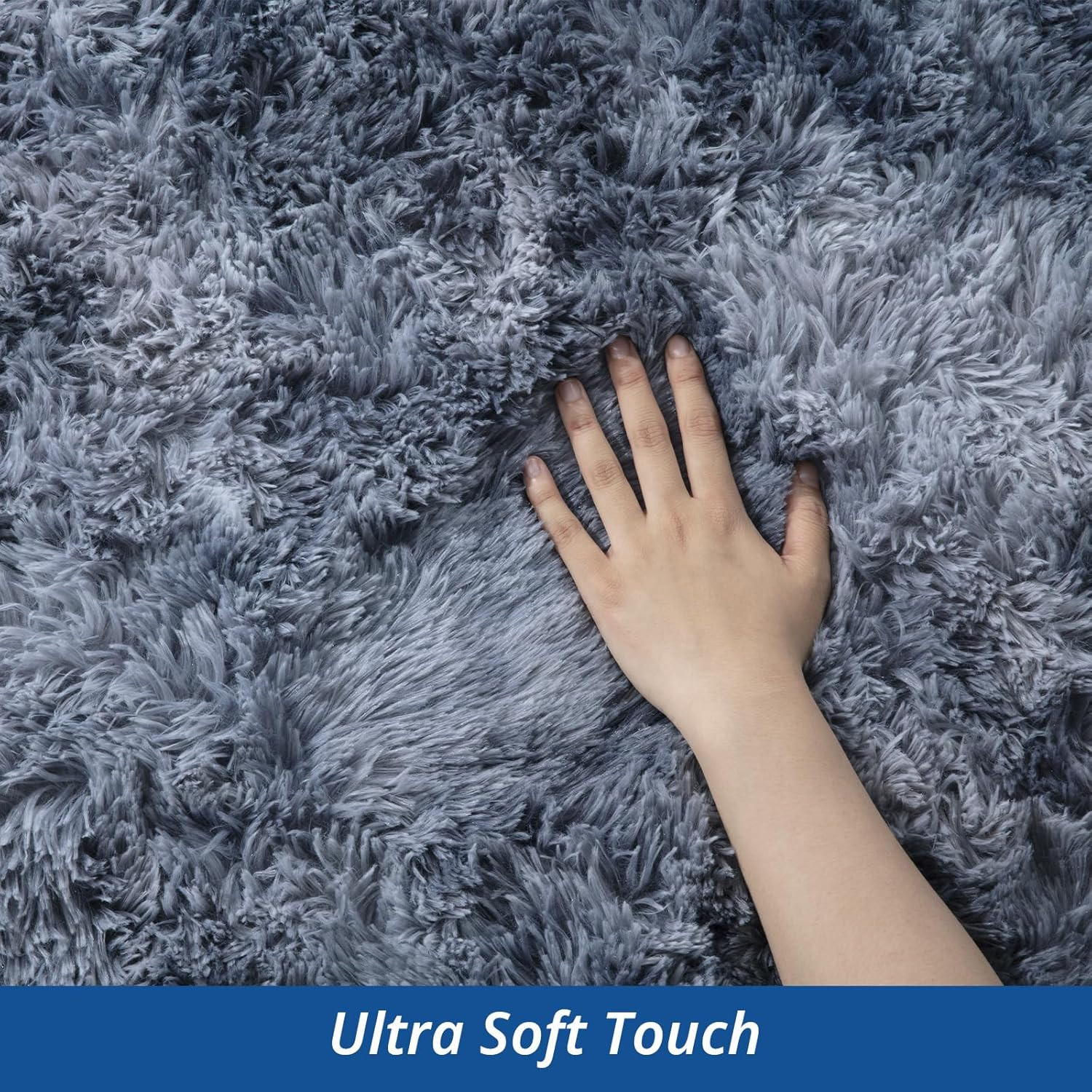 Ultra Soft Tie Dye Grey Plush Area Rug 12×15 Ft Non-Skid for Home Decor