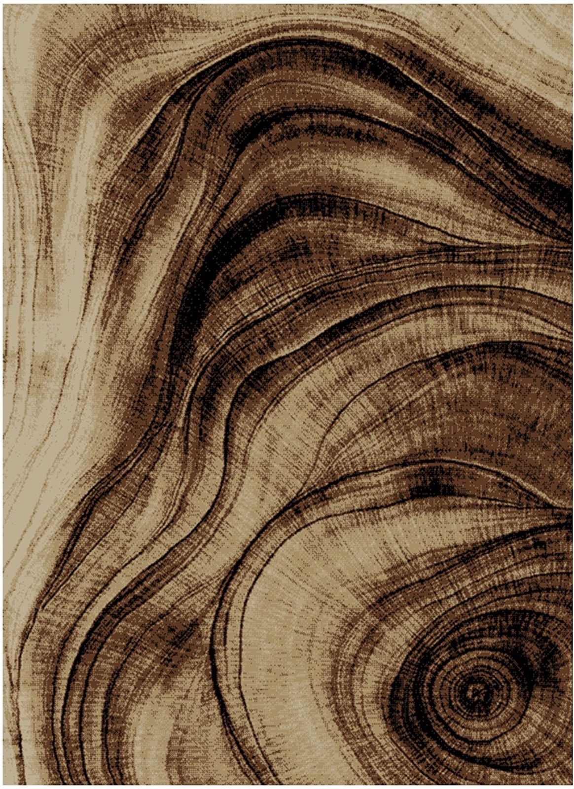 Flat Top Brown, Tan, Black Rug | Top of Stump Tree Design 7’10″x9’10”
