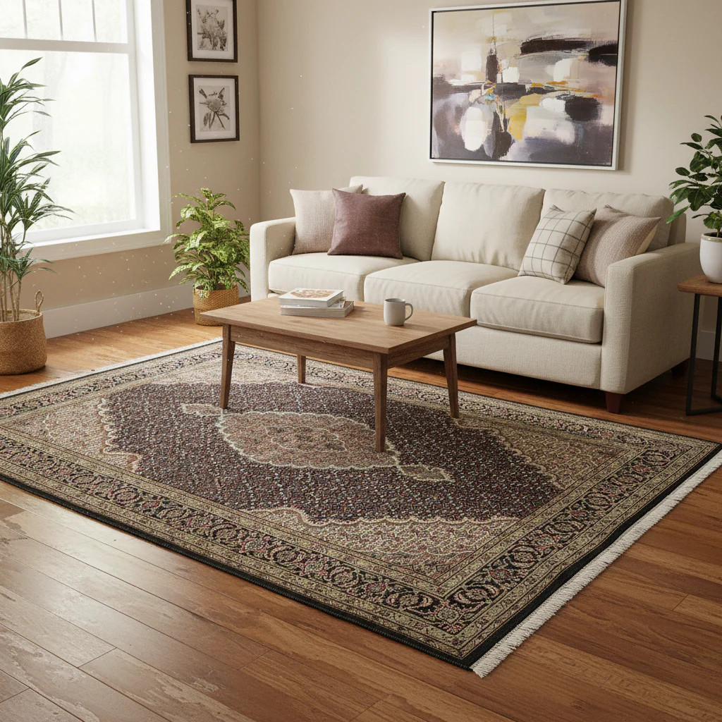 5 x 7 Mahii Tabriiz Traditional Woo Hand-Knotted Rug #F-3084