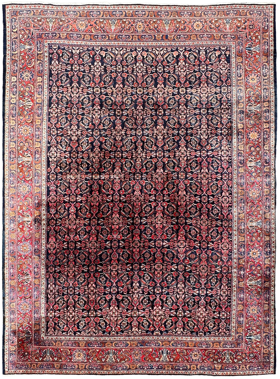 11X14 Antique Traditional Rug Exceptional Fine Weave Navy 338cm x 419cm C.1910