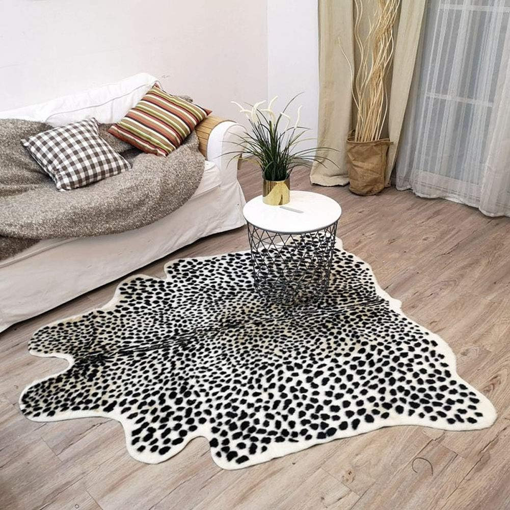 Leopard Print Faux Fur Area Rug 6.8×5.2Ft for Living Room & Bedroom