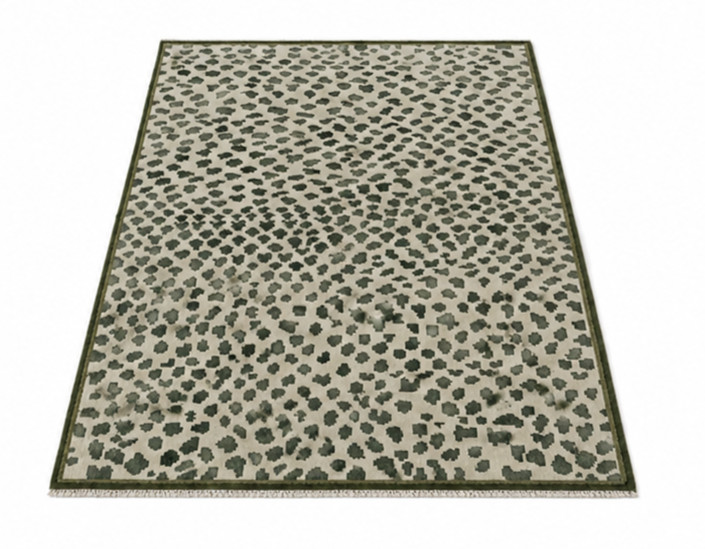 Hand Knotted Green Wool Rug Modern Abstract Area Rug Handmade Custom Carpet